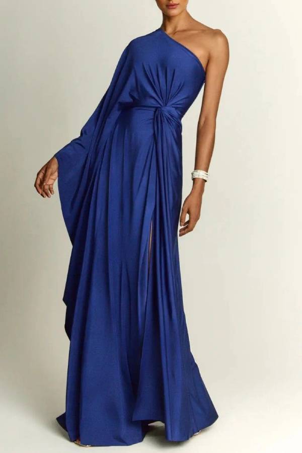 Elegant One Shoulder Long Party Slit Maxi Dress