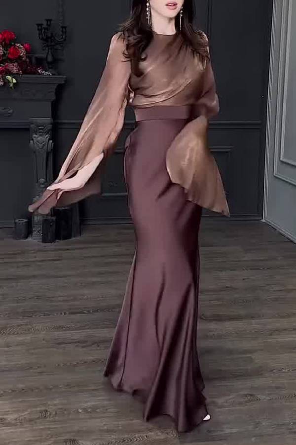 Goddess temperament long-sleeved dress