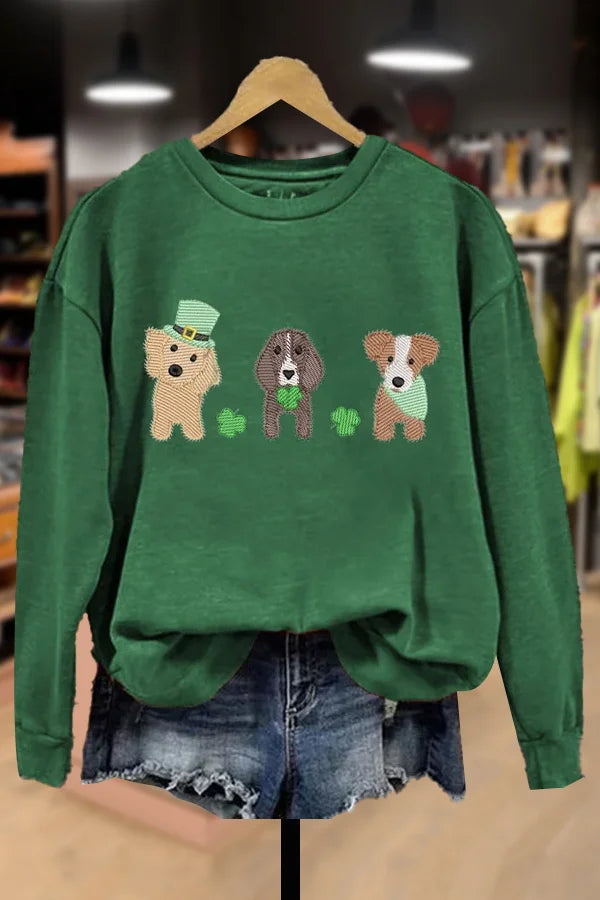 Cute Dogs Print St.Patrick's Day Sweatshirt