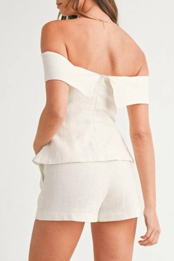 White Cotton and Linen Two-piece Suit