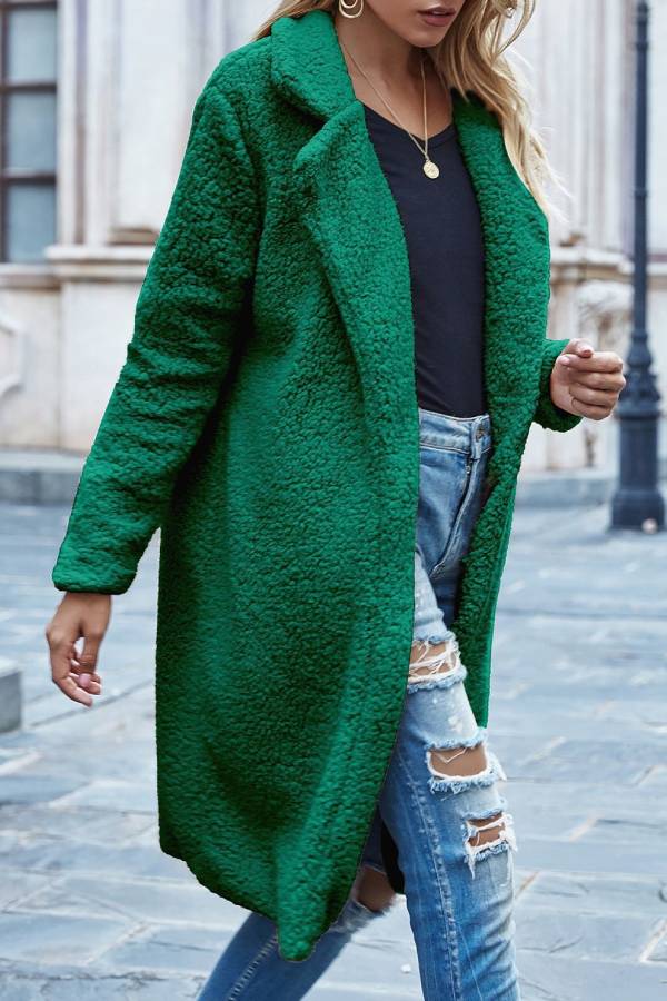 long coat with plush suit collar