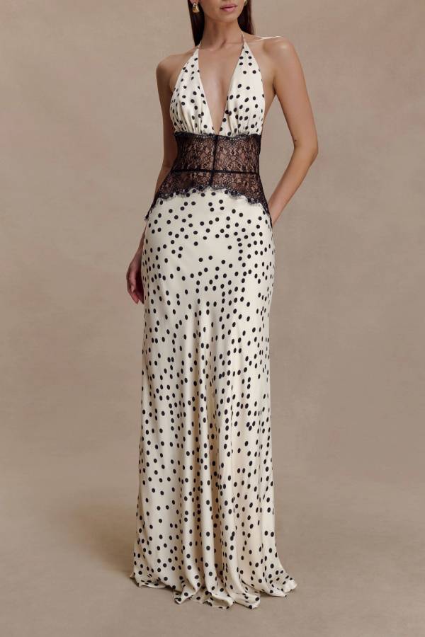 Lace And Satin Maxi Dress