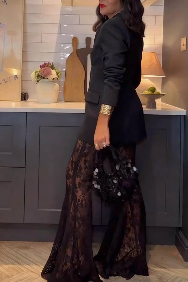 Ready for Tonight V-neck Button Up Long Sleeve Waisted Blazer