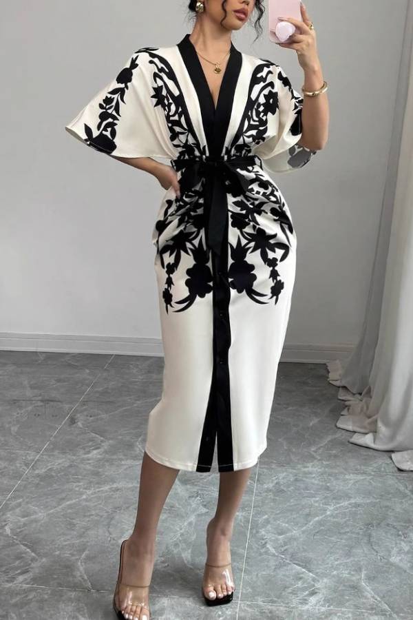 Printed split cuff cardigan