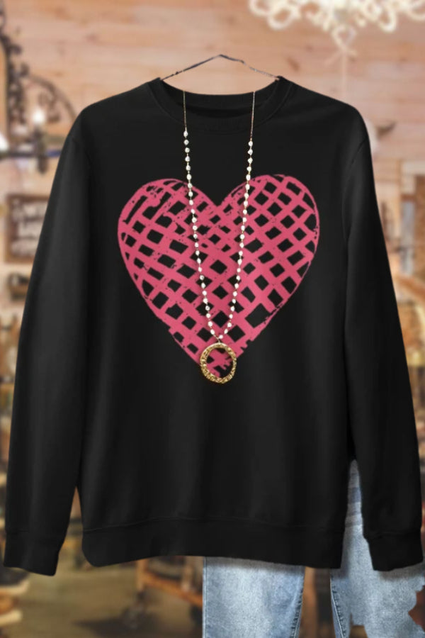 Plaid Pink Heart Valentine's Day Sweatshirt