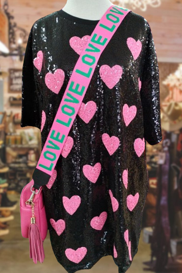 Valentine's Day Pink Love Sequin Dress