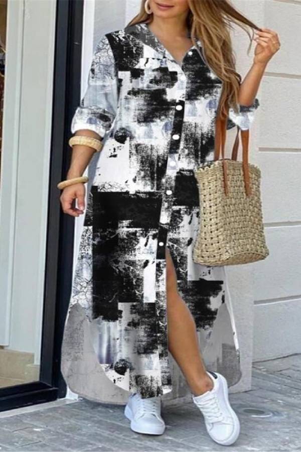 Art print shirt dress