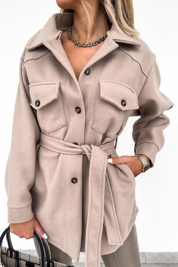 Meet You Outside Tie Front Pocketed Coat