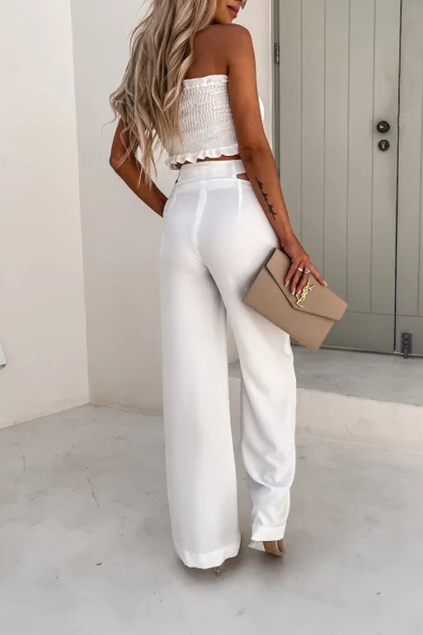 Solid Color Sleeveless Top Vest Casual Pants Set