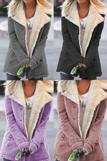 Long Sleeve Solid Color Lapel Outerwear