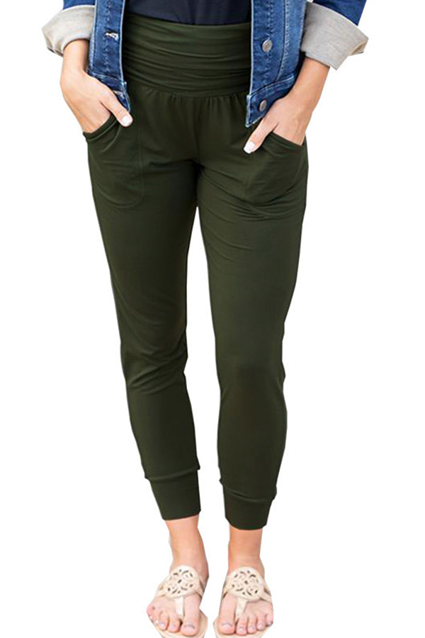 High Waist Pleated Pocket Casual Cropped Pennies
