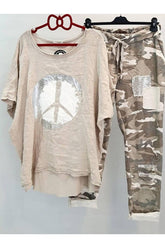 Camouflage Casual Summer Short Sleeves Two Piece Set