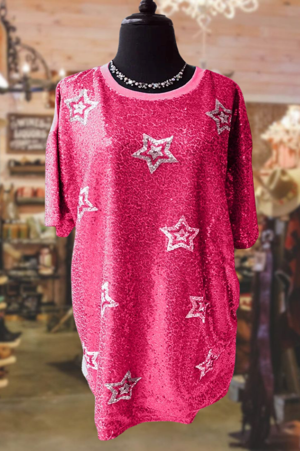 Casual Sequined T-shirt Dress