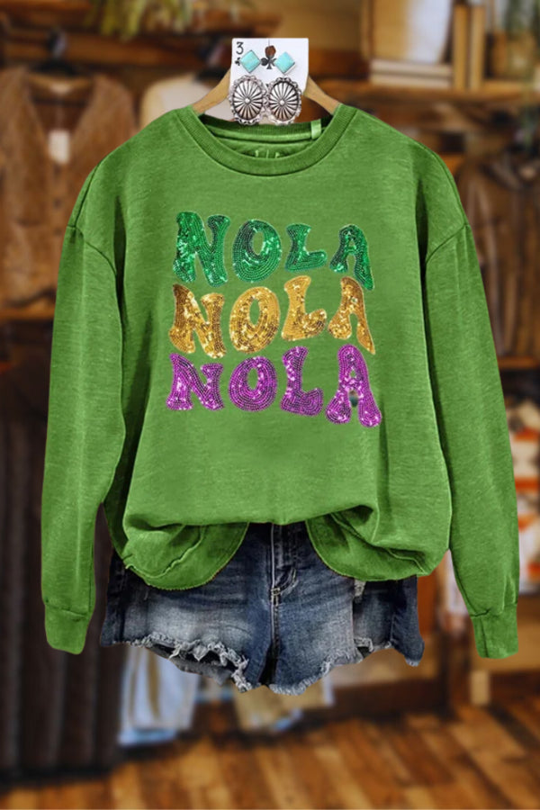 Sequin Nola Mardi Gras Sweatshirt