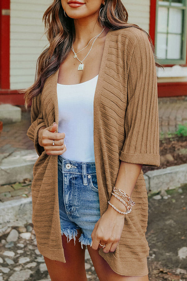 RIBBED OPEN FRONT CARDIGAN - 5 COLORS