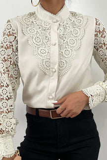 Lace Long Sleeve Cutout Shirt