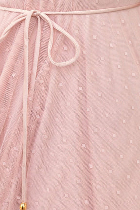 Summer Cinderella Tulle Polka Dots Tie Straps Midi Dress