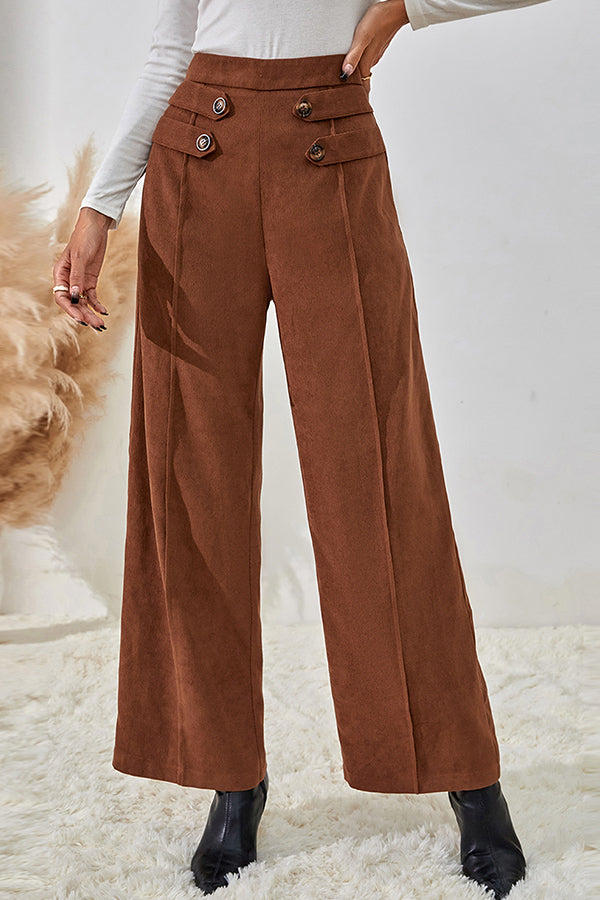 Fashion women's high waist straight drape wide leg pants