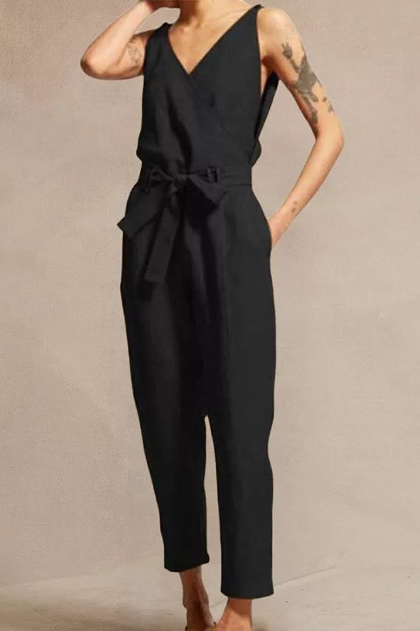 Bring The Prosecco V-neck Sleeveless Jumpsuit