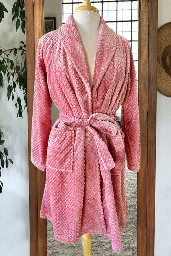 Cozy Textured Lace-up Pajama Robe