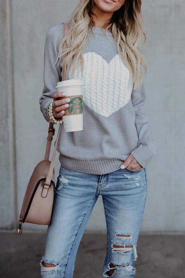 Casual Love Pattern Sweater (2 Colors)