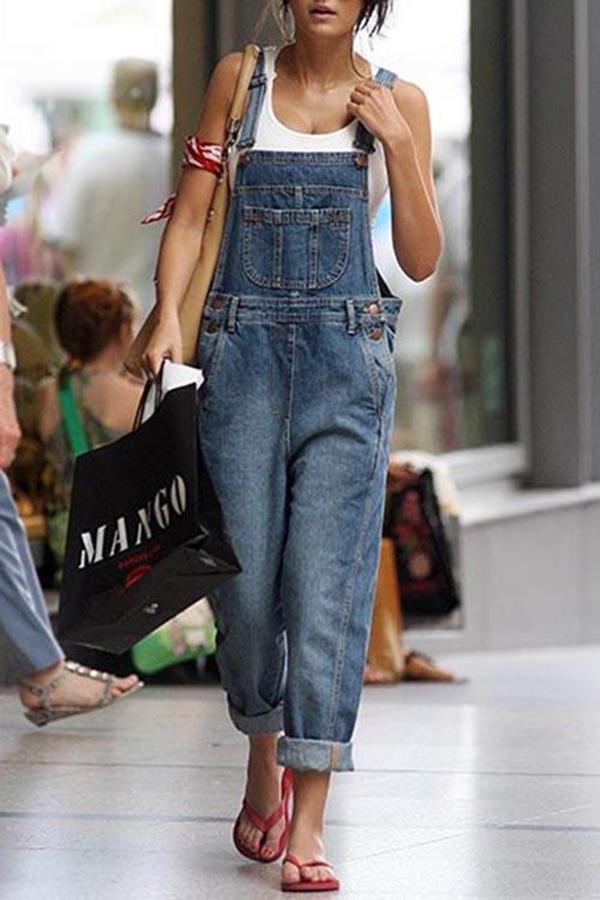 Casual Ripped Denim Overalls