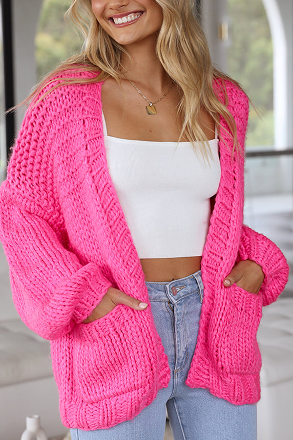 Pink Skin Tone Knit Cardigan