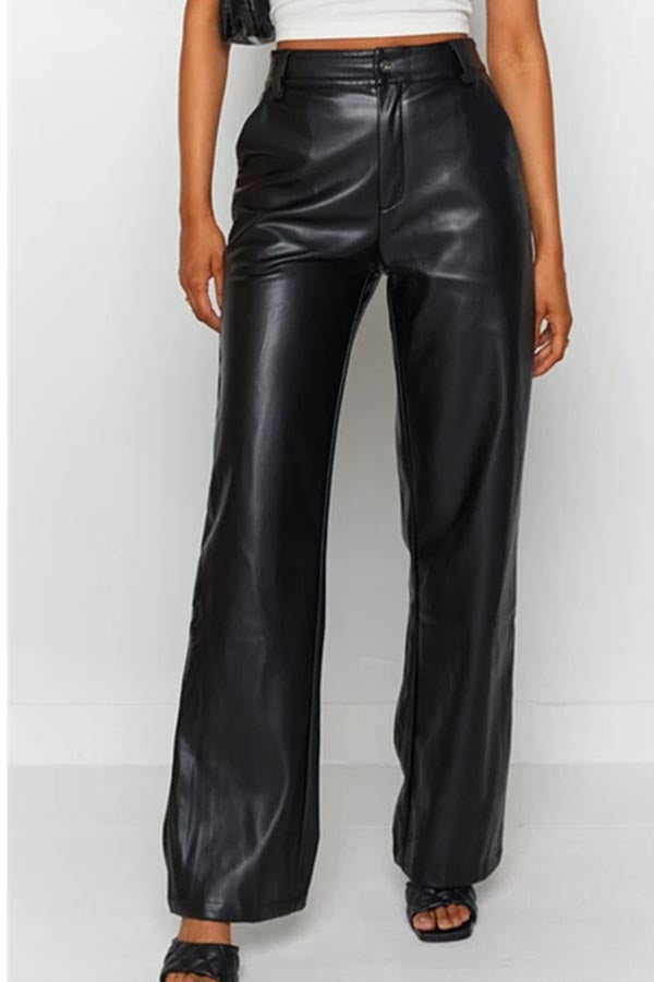 High elastic PU leather pants