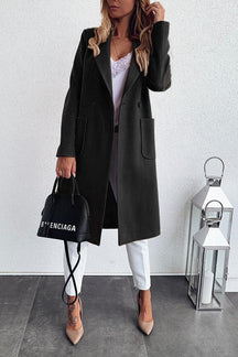 Solid Color Double-pocket Suit Collar Woolen Coat