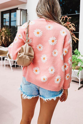 Daisies Floral Button Down Knit Cardigan