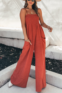 Solid Color Stay A While Gauze Casual Jumpsuit