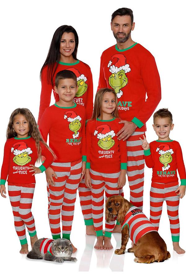 Christmas Clothes for Family  Elk Printed Parent-child Long Sleeve Pajamas Set Home Service