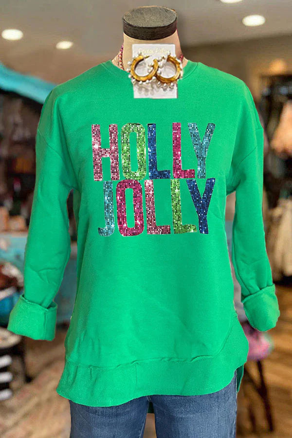Holly Jolly Graphic Christmas Casual Sweatshirt