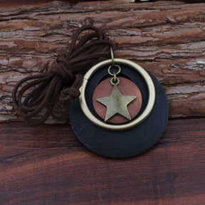 star wood pendant necklace sweater chain