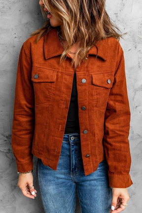 Corduroy Button-Down Jacket with Pocket